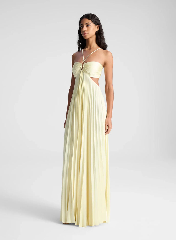 Solaria – Pleated Satin Tie-Back Gown