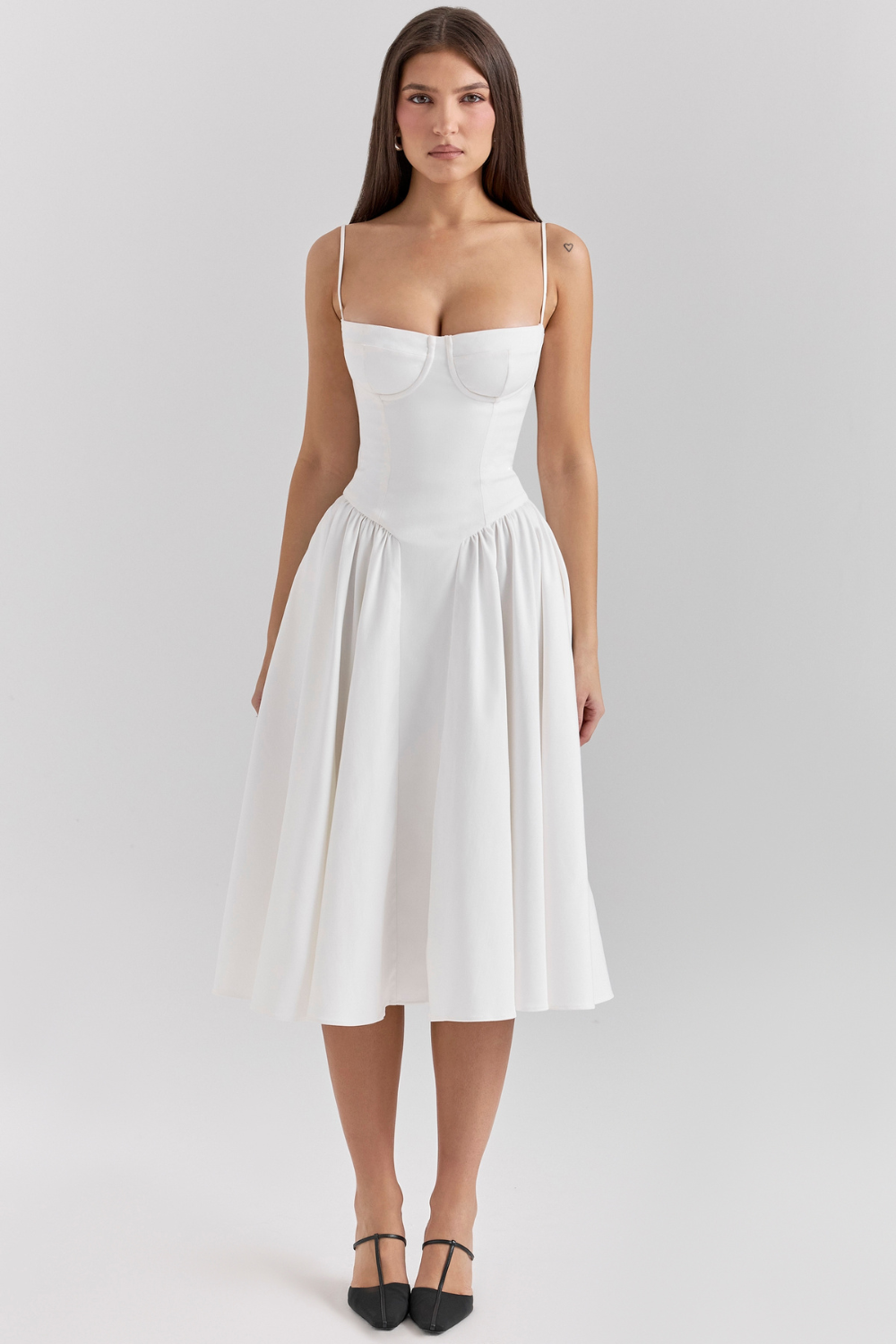 Solène – Corset Twill Midi Dress