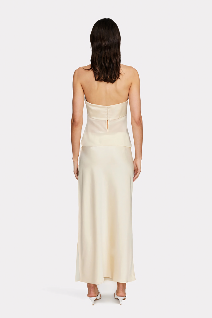 Lunara – Sheer Draped Strapless Dress