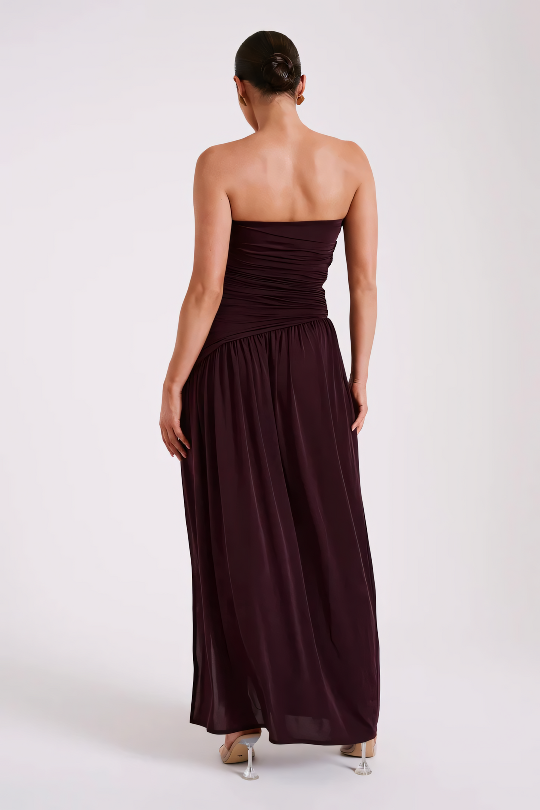 Selvara – Ruched Maroon Gown