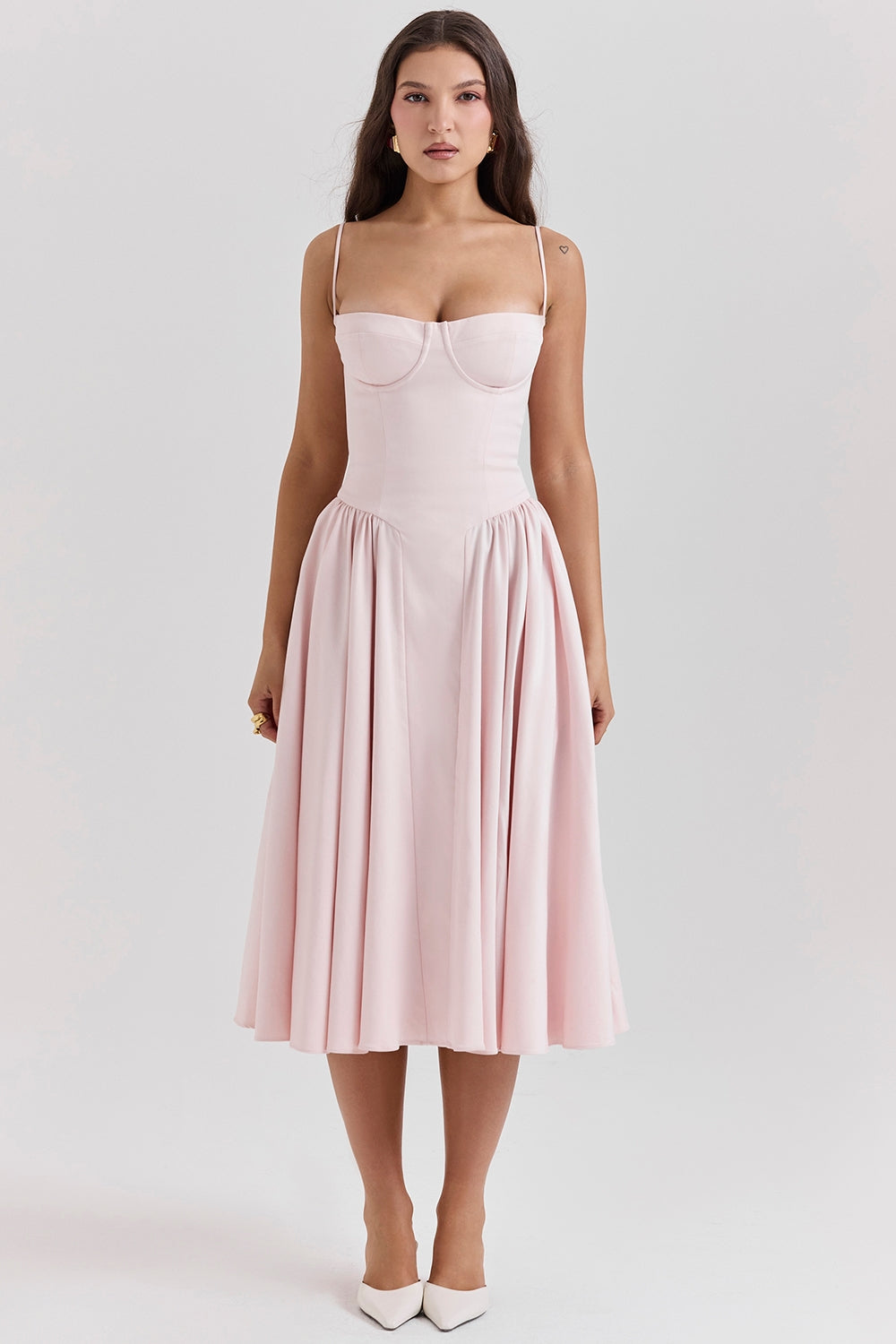 Solène – Corset Twill Midi Dress