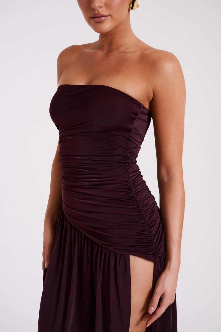 Selvara – Ruched Maroon Gown